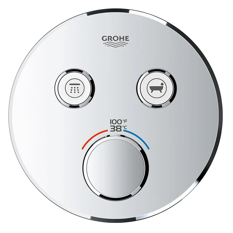 Grohtherm SmartControl Dual-Function Round Thermostatic Valve Trim with Control Module - Frankwebs