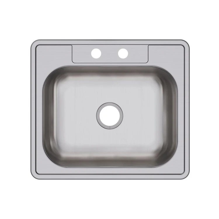 Kitchen Sink Dayton 25 x 22 Inch Single Bowl 2 Hole ADA Satin Top Mount Rectangle Drain Location Center Depth 6-4/7 Inch Bottom Only Spray - Frankwebs