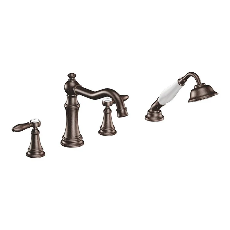 Weymouth Two-Handle High-Arc Roman Tub Faucet with Cross Handles/Handshower - Frankwebs