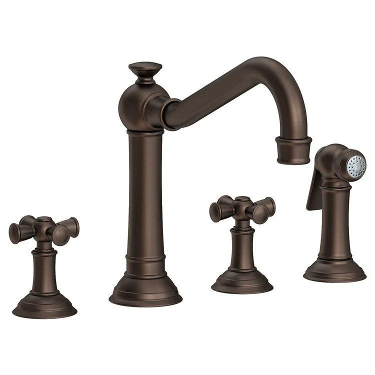 Kitchen Faucet Jacobean Widespread 8 Inch Spread 2 Cross ADA French Gold PVD Sidespray Spout Height 6 Inch 1.8 Gallons per Minute - Frankwebs