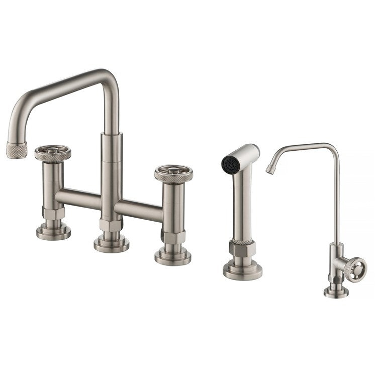 Urbix Industrial Bridge Kitchen Faucet and Water Filter Faucet Combo - Frankwebs