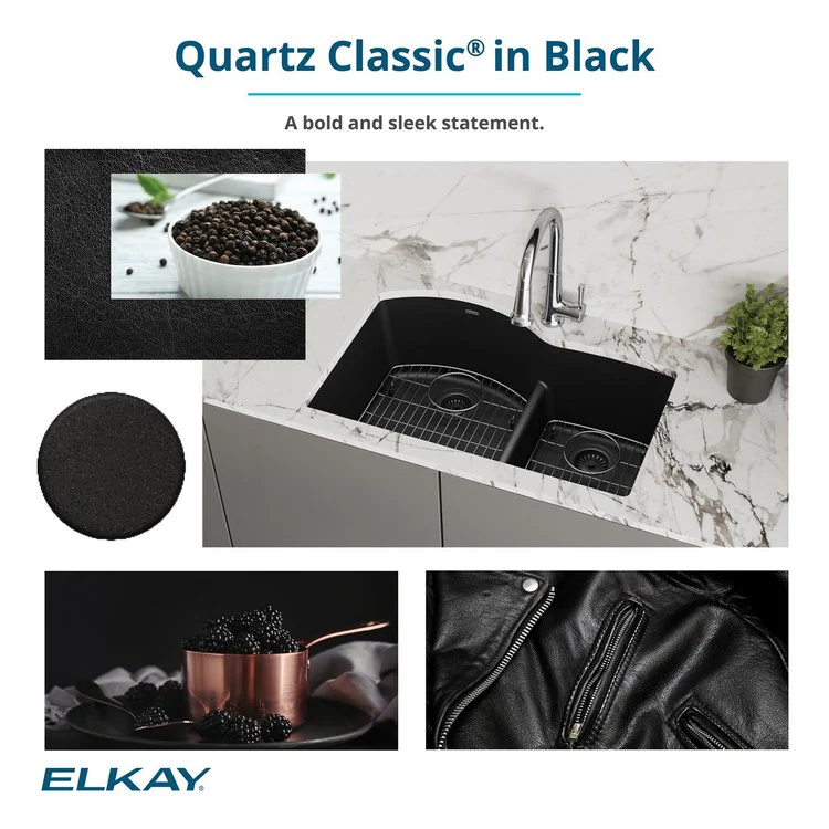 Kitchen Sink Quartz Classic 25 x 18.5 Inch Single Bowl with Perfect Drain ADA Black Undermount Rectangle Drain Location Rear Center Depth 5-1/2 Inch - Frankwebs