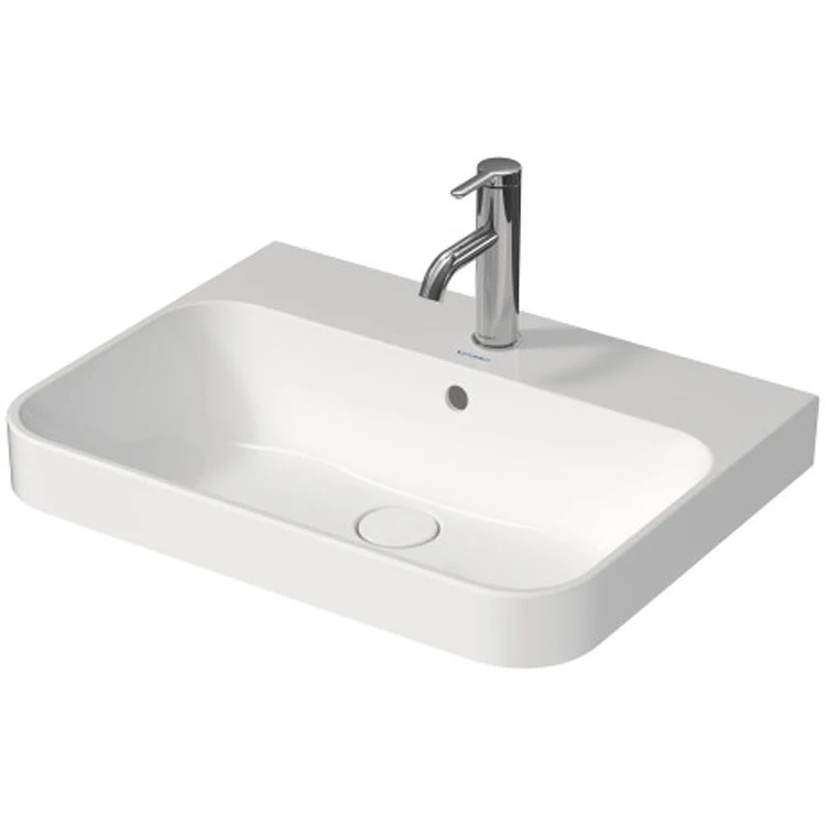 Lavatory Sink Happy D.2 Plus Above Counter with Overflow 23-5/8 x 18-1/8 Inch Rectangle White/Anthracite Matte - Frankwebs