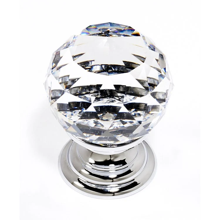 Knob Swarovski Crystal Sphere Crystal Polished Chrome Brass 1-1/4 Inch 1-3/4 Inch 15/16 Inch - Frankwebs