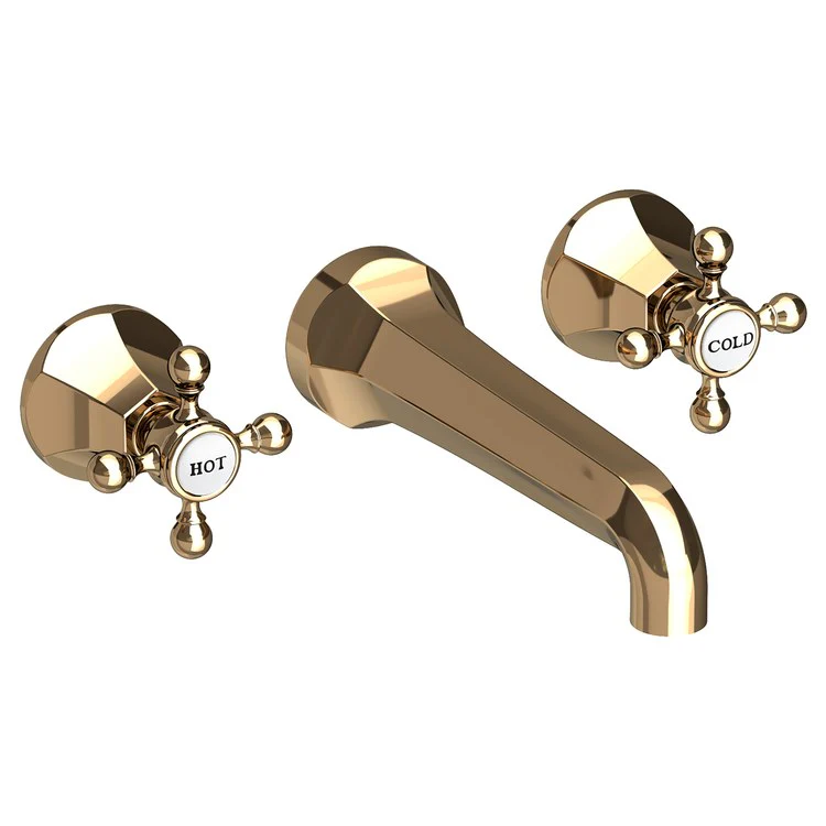 Lavatory Faucet Metropole Wall Mount 8 Inch Spread 2 Cross ADA WaterSense Stainless Steel PVD 1.2 Gallons Per Minute Brass Less Drain Spout Reach 7-1/2 Inch - Frankwebs