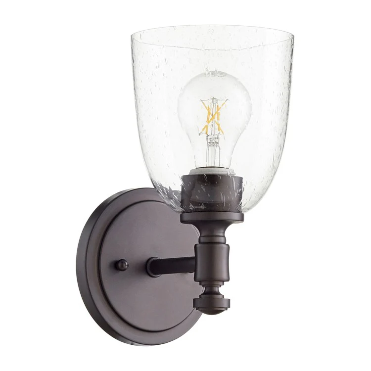 Rossington Single-Light Wall Sconce with Clear Seeded Glass Shade - Frankwebs