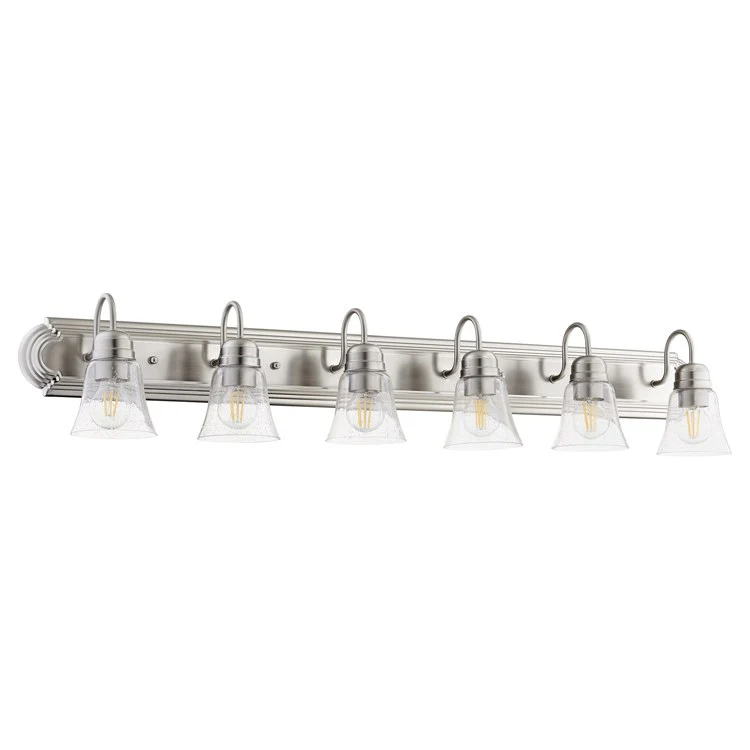 Traditional Six-Light Bathroom Vanity Fixture with Clear Seeded Glass Shades - Frankwebs