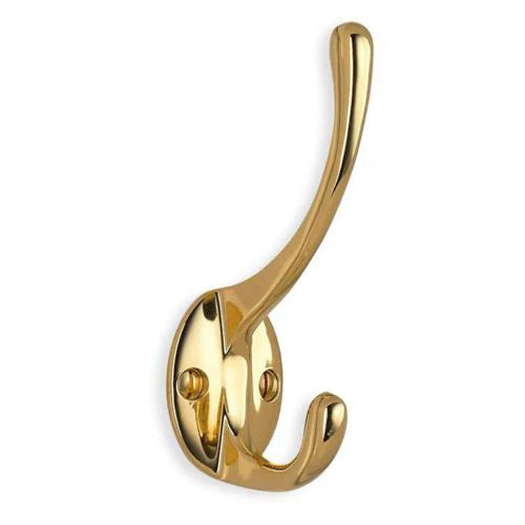 Coat Hook Single Polished Brass 4-1/3 Inch 1-1/2 Inch Wall Mount Zinc - Frankwebs