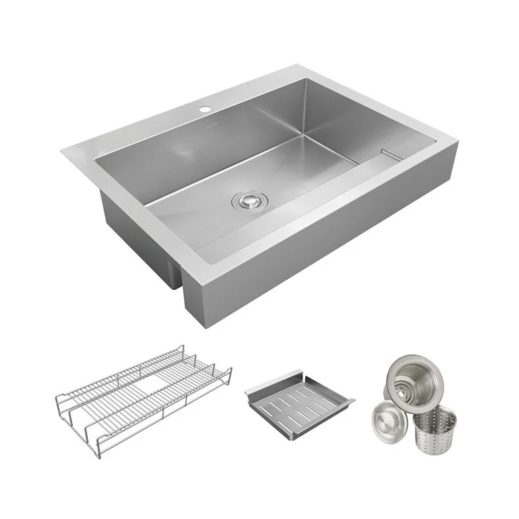 Kitchen Sink Dart Canyon 36 x 27.25 Inch Single Bowl Workstation ADA Polished Satin Farmhouse Rectangle Drain Location Rear Center Depth 9-2/3 Inch Full Spray Sides and Bottom with Sides and Bottom Pads Work Shelf - Frankwebs