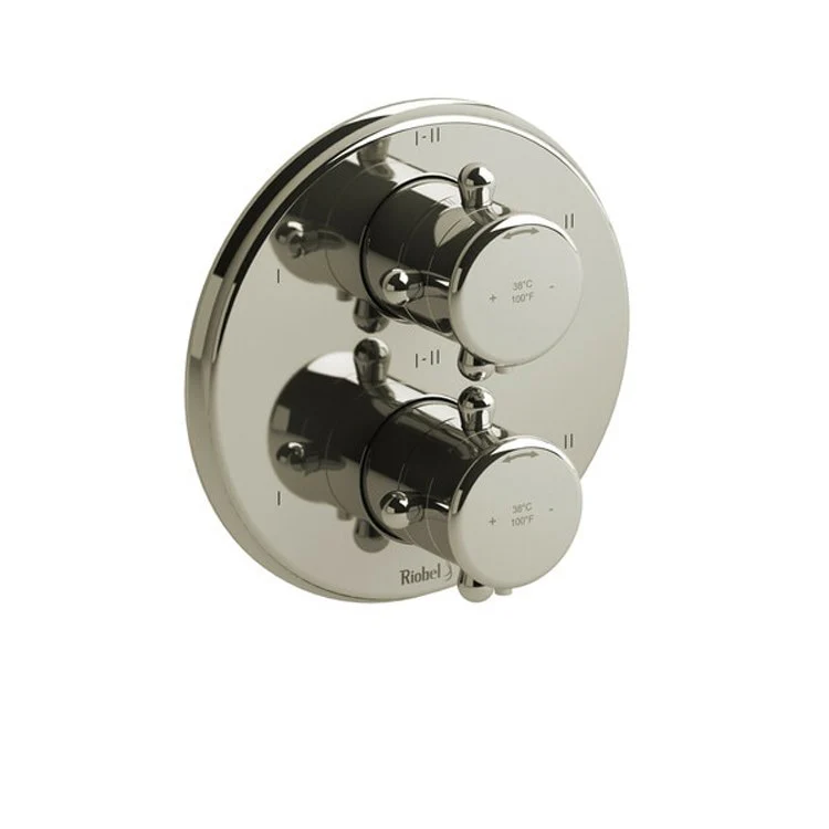 Thermostatic and Pressure Balance Valve Trim Retro 3/4 Inch Round 4-Way 6 Function 2 Cross Polished Nickel Brass - Frankwebs