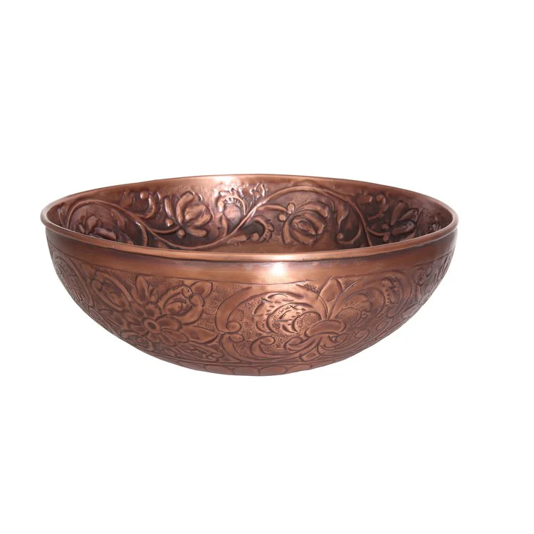 Vessel Arandas Embossed Round 15 Inch Hammered Antique Copper - Frankwebs