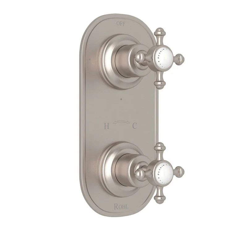 Thermostatic Trim Georgian Era 1/2 Inch with Diverter 2 Cross Polished Nickel Brass - Frankwebs