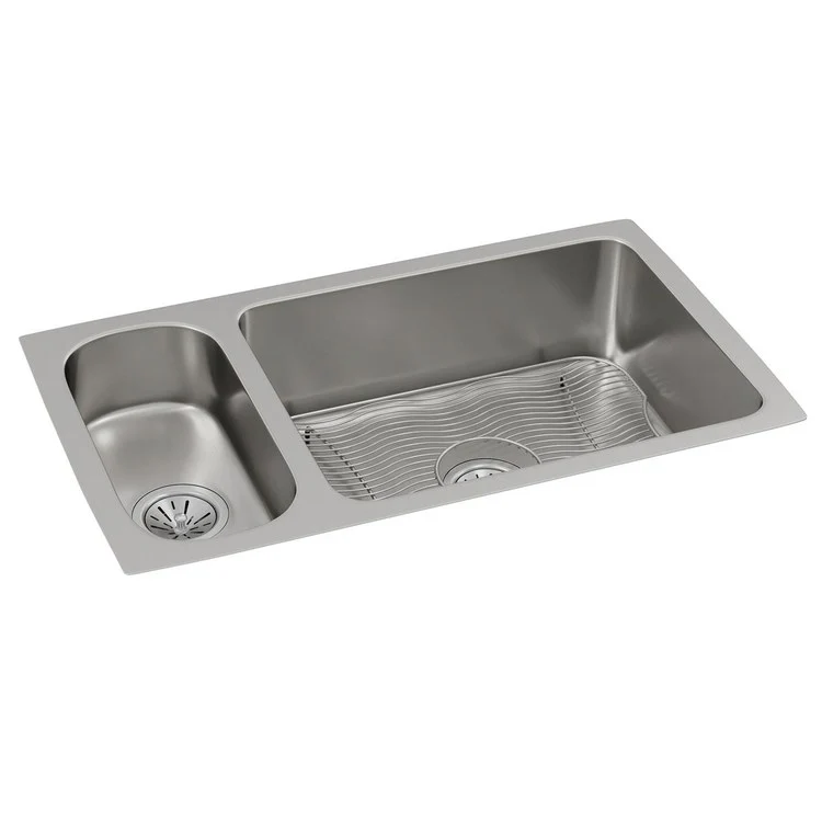 Kitchen Sink Lustertone Classic 32.25 x 18.25 Inch Double Bowl 30/70 Kit Lustertone Undermount - Frankwebs