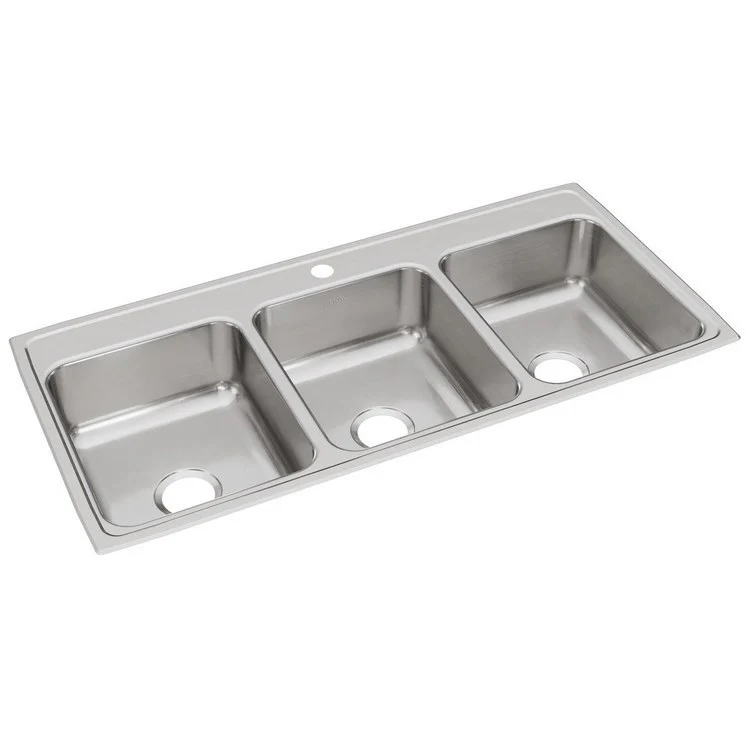 Kitchen Sink Lustertone Classic 46 x 22 Inch Triple Bowl 1 Hole Lustrous Satin Drop-In Drain Location Center Bottom Only Pads - Frankwebs