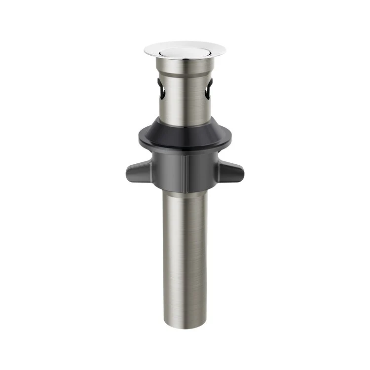 Pop-Up Drain Metal Push with Overflow 7-15/16 Inch Brilliance Stainless Metal for Sinks with Overflow - Frankwebs