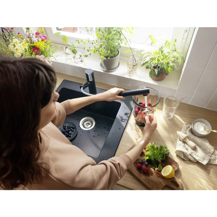 Kitchen Faucet Zesis 1 Lever Matte Black 2 Function 150 Degree Swivel 1.5 Gallons per Minute - Frankwebs