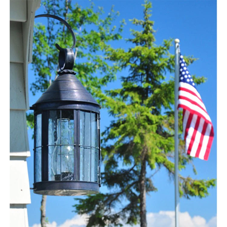 Heal Single-Light Outdoor Cone-Top Wall Lantern with Top Scroll and Chimney Glass - Frankwebs