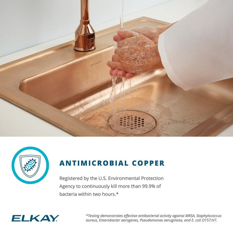 Kitchen Sink 13 x 16 Inch Single Bowl ADA Copper Drop-In Rectangle Drain Location Center Depth 5-1/2 Inch Full Spray Sides and Bottom - Frankwebs