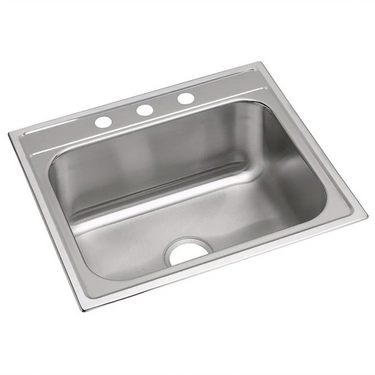 Kitchen Sink Dayton 25 x 22 Inch Single Bowl 3 Hole Premium Highlighted Satin Top Mount - Frankwebs