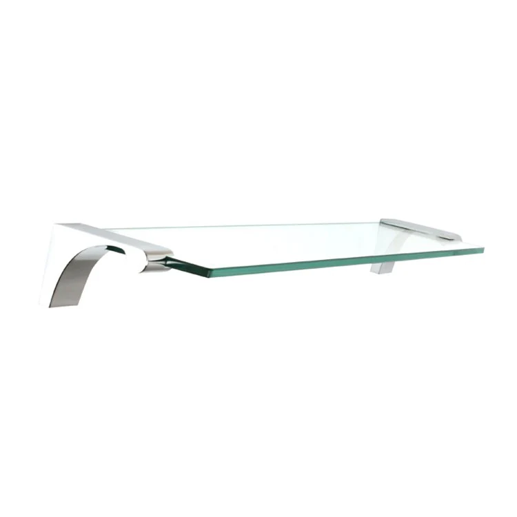 Shelf Luna with Brackets Satin Nickel 18 Inch Brass/Glass - Frankwebs