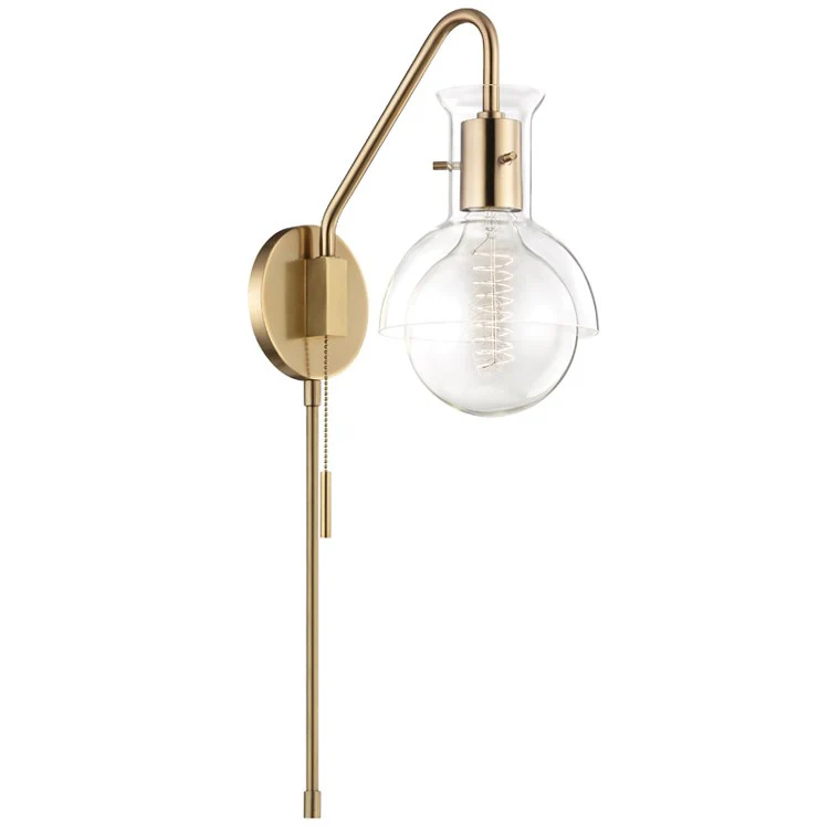 Riley Single-Light Swing-Arm Wall Sconce with Glass Shade and Plug Glass - Frankwebs