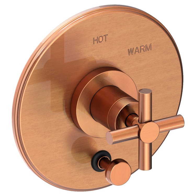 East Linear Pressure Balance Tub/Shower Valve Trim Only with Cross Handle - French Gold PVD - Frankwebs