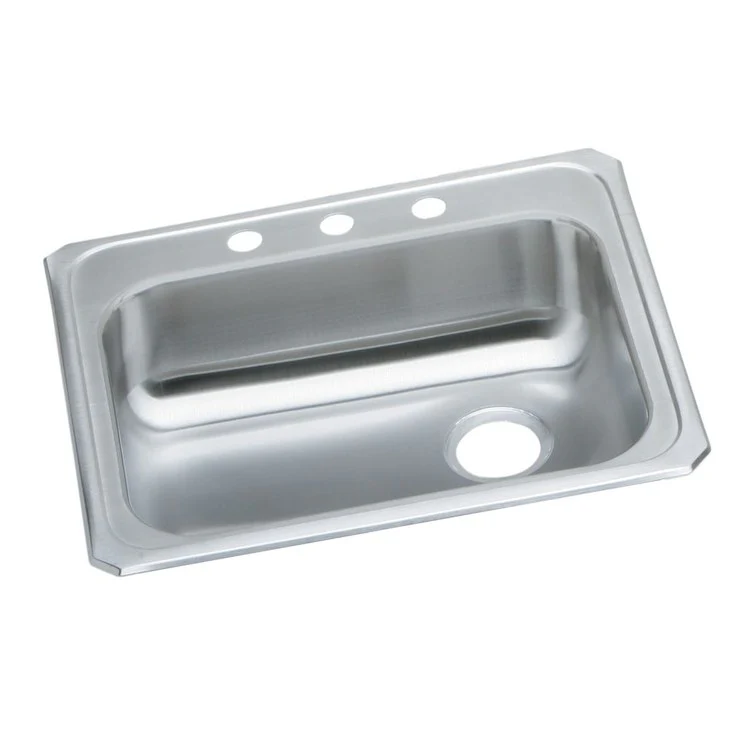 Kitchen Sink Celebrity 25 x 21.25 Inch Single Bowl ADA Brushed Satin Drop-In Rectangle Drain Location Rear Right Depth 5-3/8 Inch Bottom Only Pads - Frankwebs