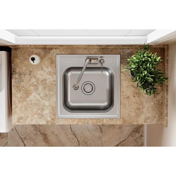 Laundry Sink Dayton Premium 25 x 22 Inch Single Bowl MR2 Hole Premium Highlighted Satin Drop-In - Frankwebs