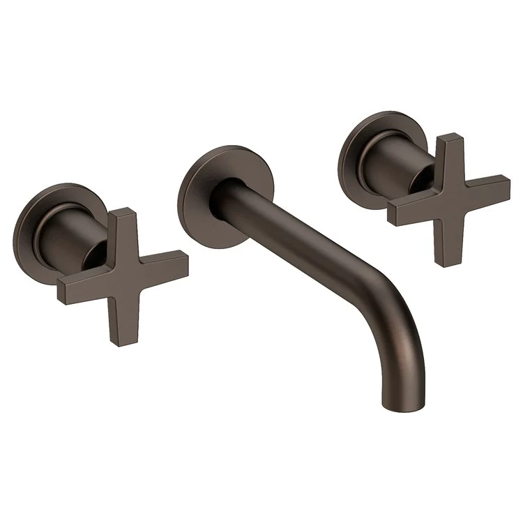 Lavatory Faucet Dorrance Wall Mount 8 Inch Spread 2 Cross ADA Watersense French Gold PVD 1.2 Gallons Per Minute Brass Less Drain Spout Reach 7-1/9 Inch - Frankwebs