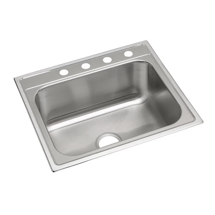 Kitchen Sink Dayton 25 x 22 Inch Single Bowl 4 Hole Premium Highlighted Satin Top Mount - Frankwebs
