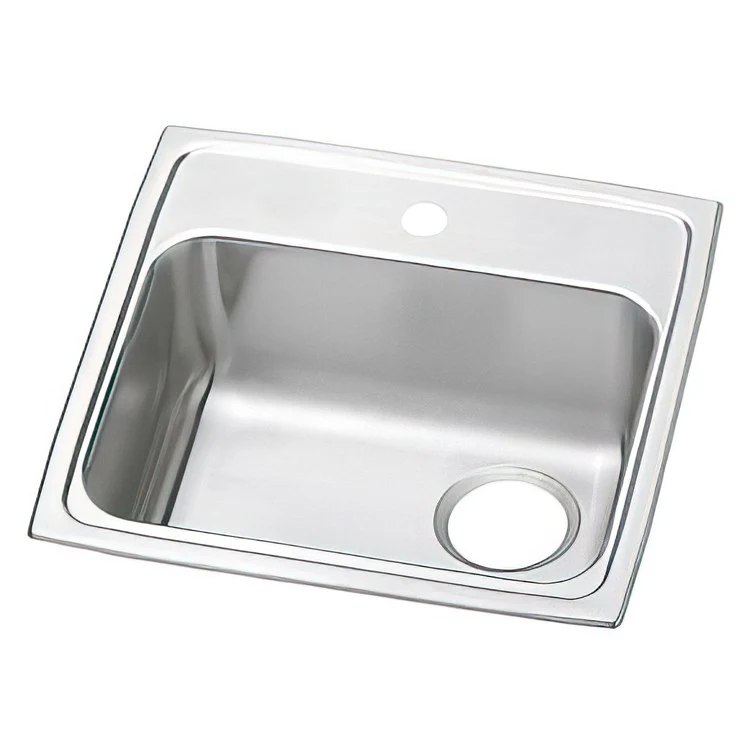 Kitchen Sink Celebrity 19.5 x 19 Inch Single Bowl 1 Hole ADA Brushed Satin Drop-In Rectangle Drain Location Rear Right Depth 5-1/2 Inch Full Spray Sides and Bottom - Frankwebs