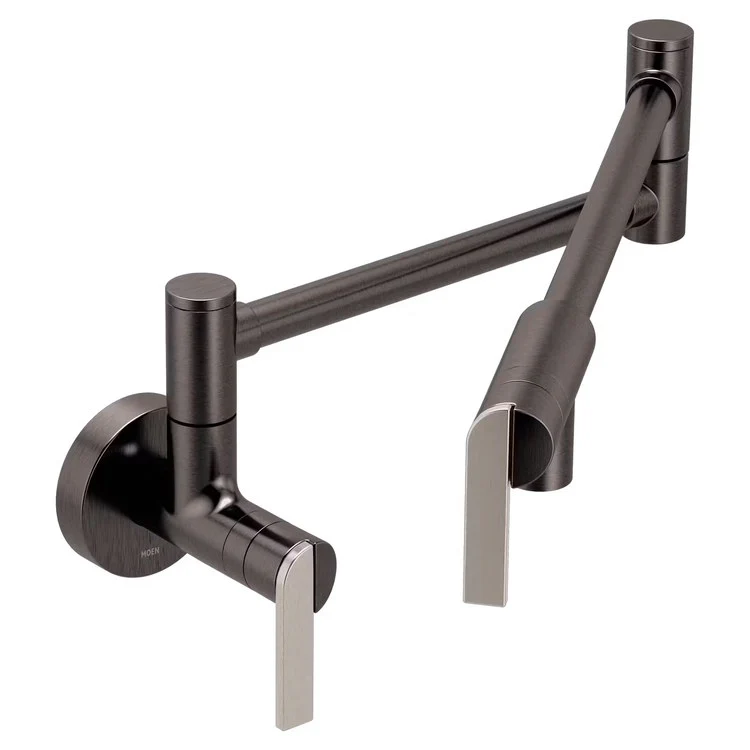 Pot Filler Modern Nio 2 Lever Black Stainless 1 Hole Wall Mount 5.5 Gallons per Minute - Frankwebs
