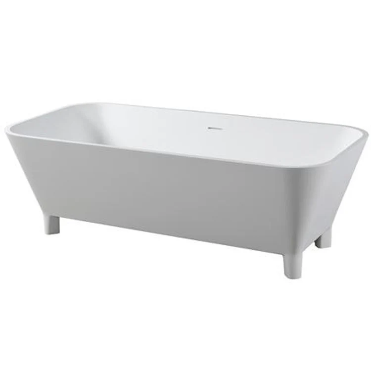 Freestanding Tub Scofield 67 Inch Matte White Oval Resin with Feet No Faucet Holes Rolled Rim - Frankwebs