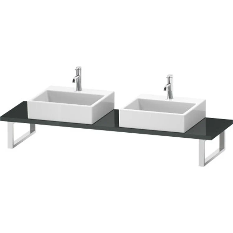 Lavatory Console L-Cube Cappuccino High Gloss Double Basin Compact 31-1/2 x 18-7/8 Inch Ceramic 1-1/8 Inch - Frankwebs