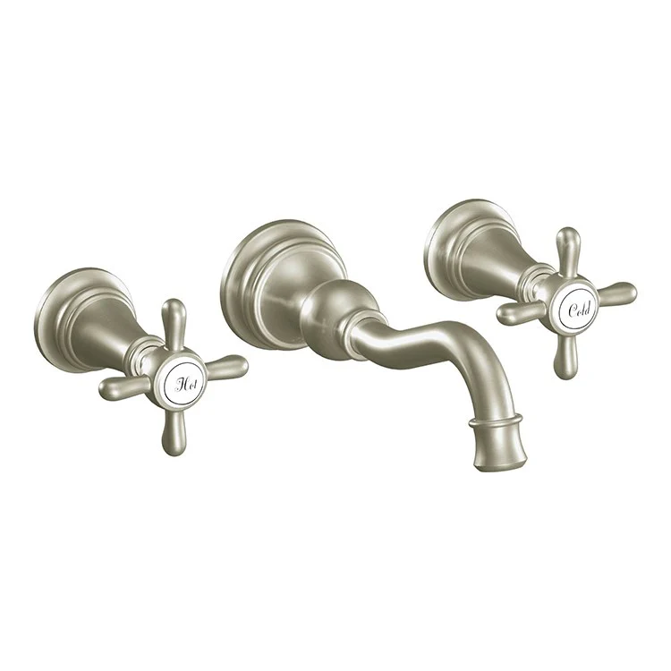 Lavatory Trim Weymouth Wall Mount 2 Cross Brushed Gold High Arc 1.2 Gallons per Minute - Frankwebs