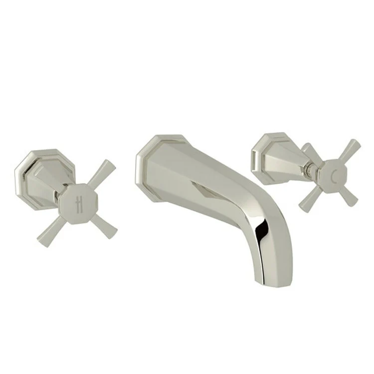 Lavatory Faucet Deco Wall Mount Widespread 2 Cross Satin Nickel 1.2 Gallons per Minute - Frankwebs