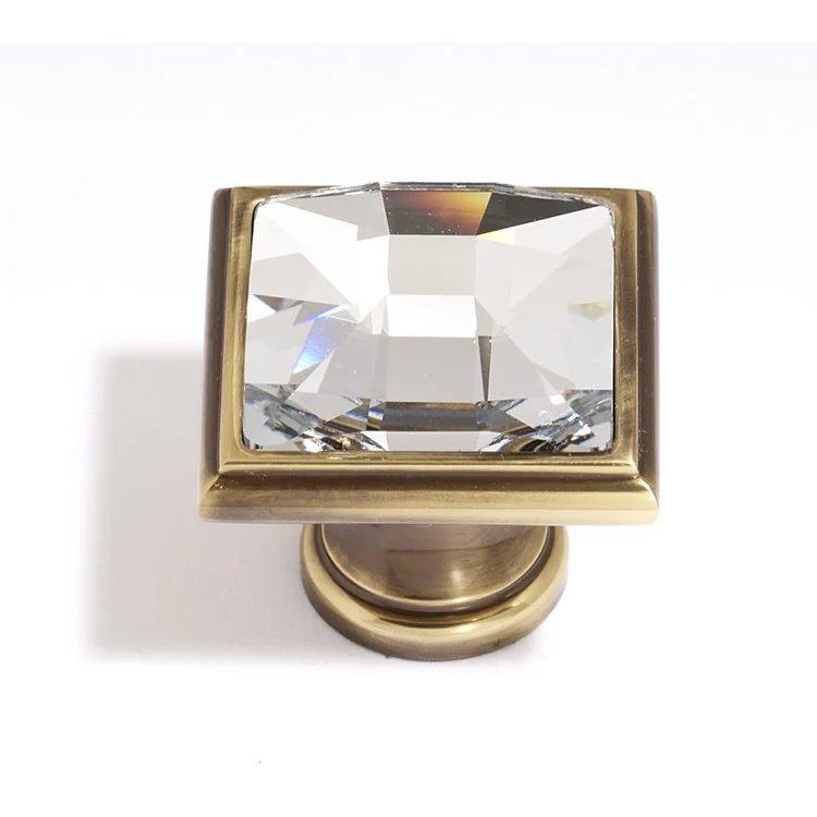 Knob Swarovski Crystal Square Crystal Polished Brass Brass 1-1/4 Inch 1-1/4 Inch 3/4 Inch - Frankwebs
