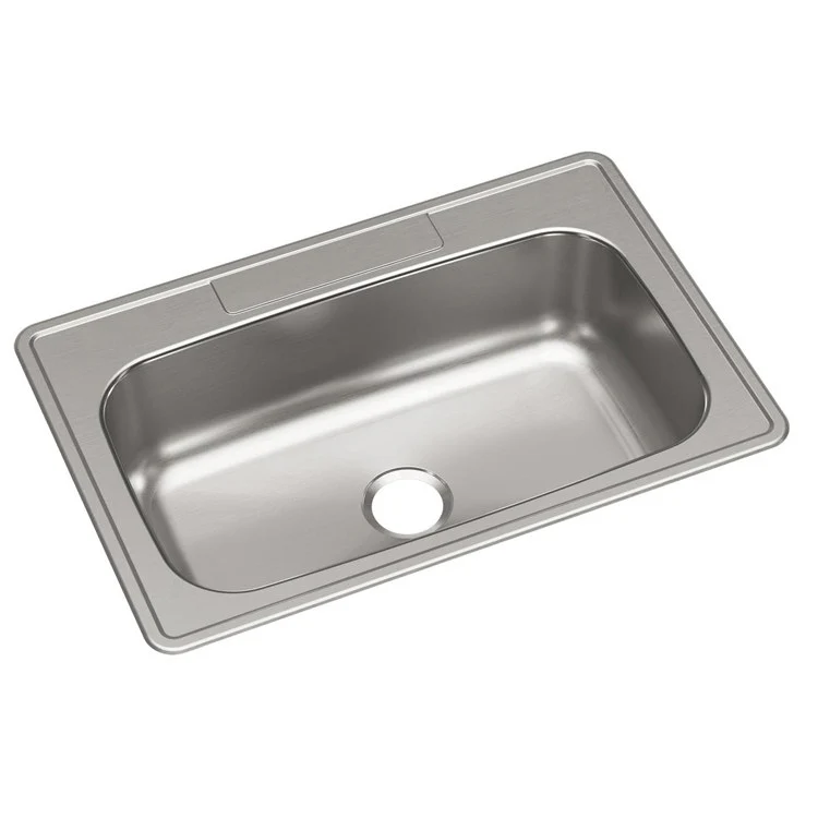 Kitchen Sink Dayton 33 x 22 Inch Single Bowl Equal Elite Satin Drop-In Drain Location Center Bottom Only Pads - Frankwebs
