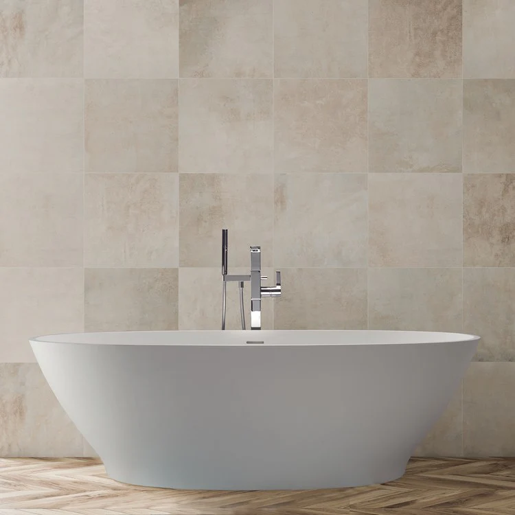 Soaking Tub Alissa 72.5 x 42 Inch Freestanding Center White Matte Sculpturestone 140 Gallons 22-1/4 Inch - Frankwebs