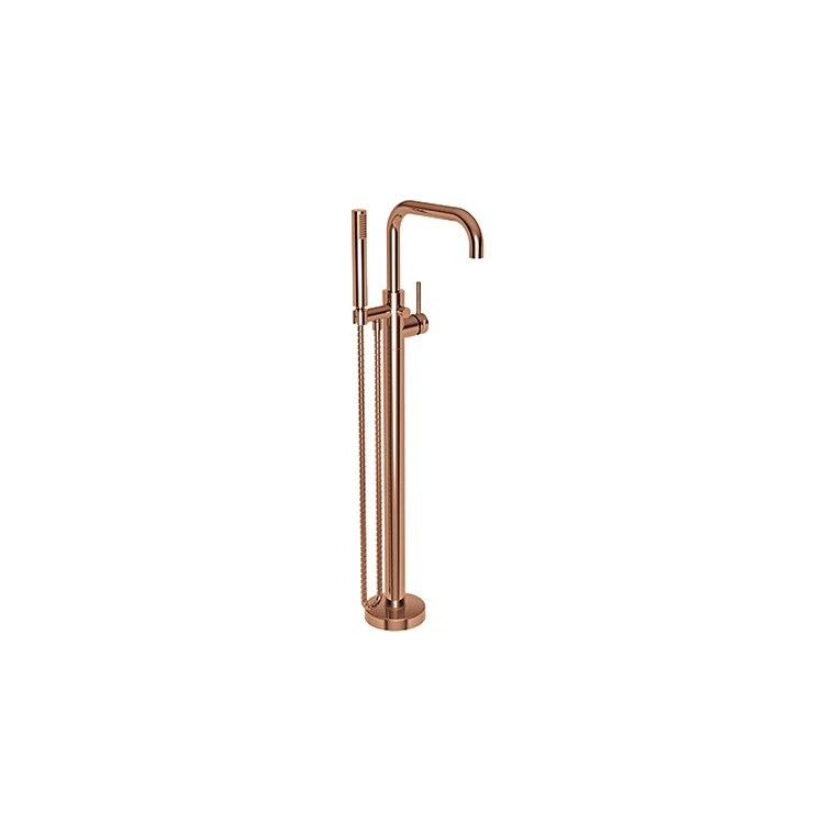 Tub Filler East Square Exposed Freestanding with Handshower 1 Lever ADA Forever Brass PVD Brass 1.8GPM Handshower - Frankwebs