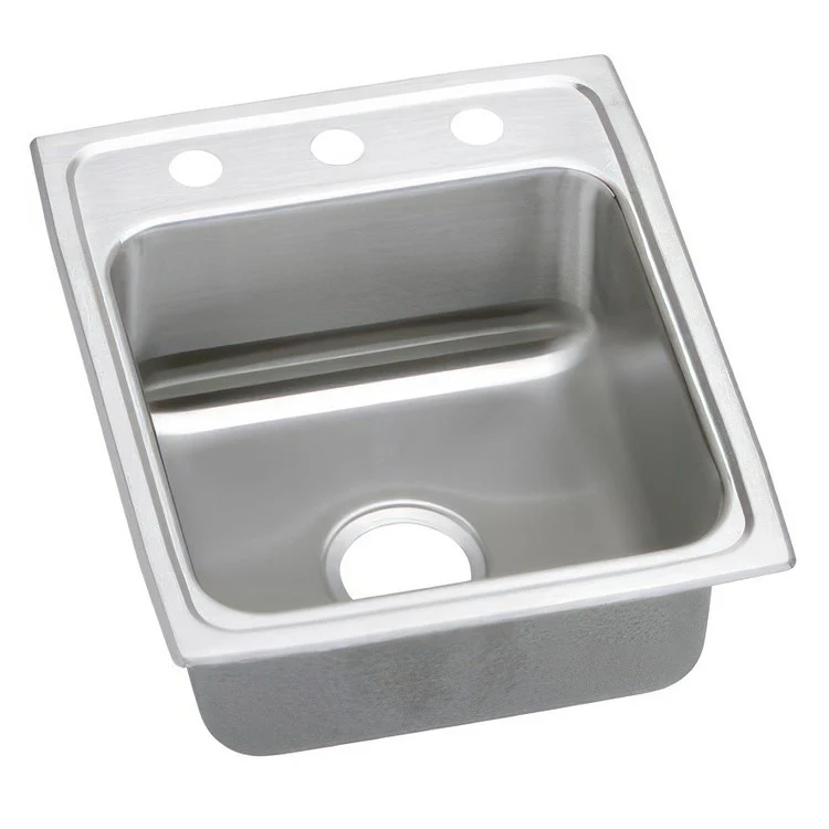 Kitchen Sink Lustertone Classic 17 x 20 Inch Single Bowl 3 Hole ADA Lustrous Satin Drop-In Rectangle Drain Location Rear Center Depth 6 Inch Quick Clip Mounting System Bottom Only Pads - Frankwebs