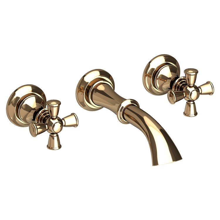 Sutton Two Handle Wall-Mount Bathroom Faucet with Cross Handles - Antique Brass - Frankwebs