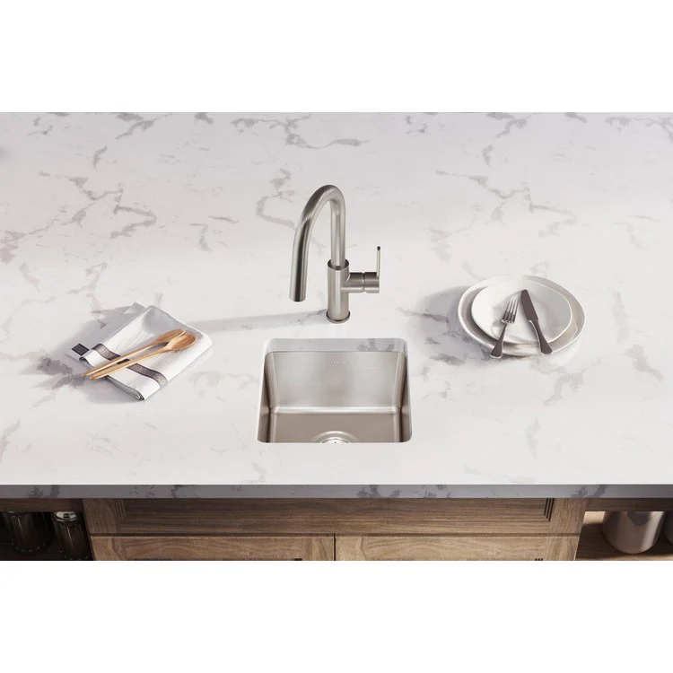 Kitchen Sink Lustertone Iconix 14.5 x 14.5 Inch Single Bowl Luminous Satin Undermount - Frankwebs