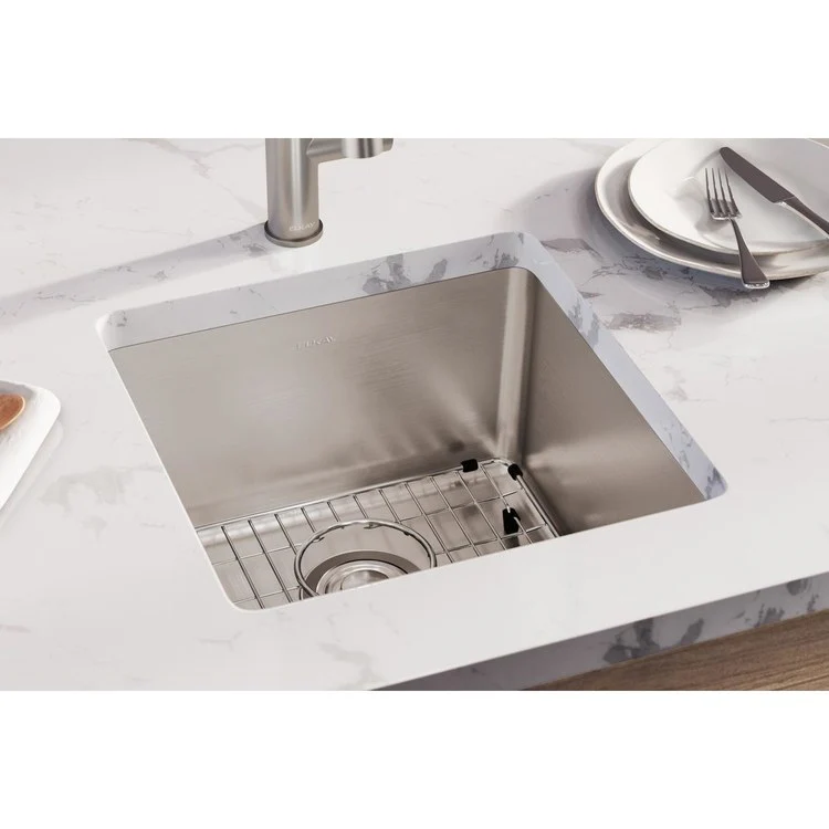 Sink Kit Lustertone Iconix 18.5 x 18.5 Inch Single Bowl Luminous Satin Bottom Grid Drain Strainer - Frankwebs