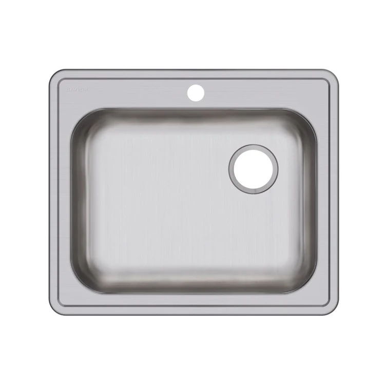 Kitchen Sink Dayton 25 x 21.25 Inch Single Bowl 1 Hole ADA Satin Drop-In Rectangle Drain Location Rear Right Depth 5-3/8 Inch Bottom Only Pads - Frankwebs