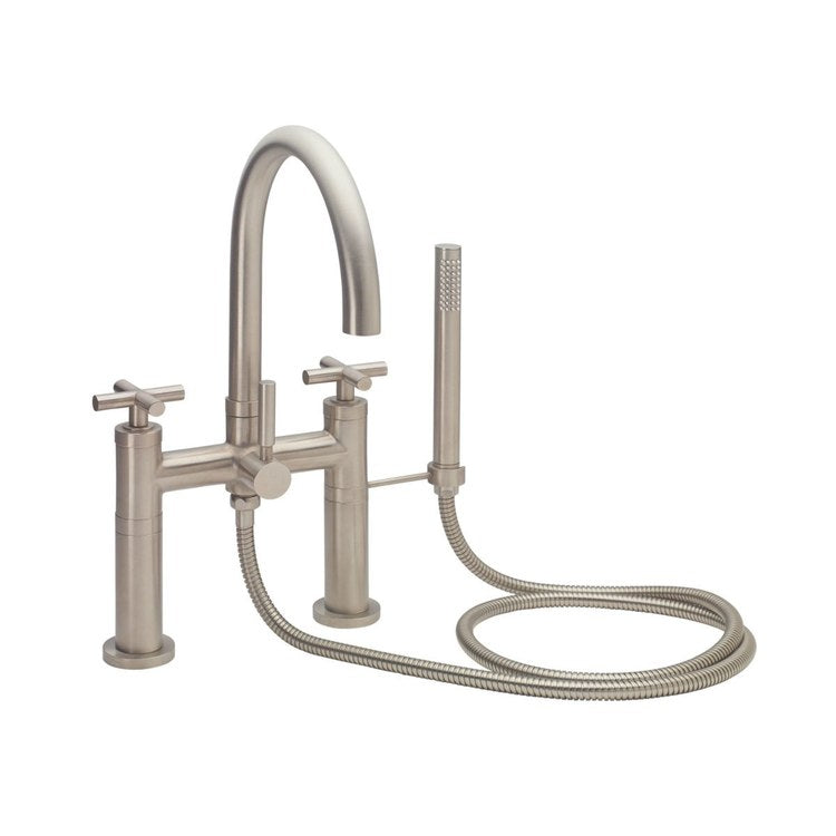 Tub Filler Asilomar Contemporary Deck Mount with Handshower 7 Inch Spread 3 Series 62 Cylinder ADA Polished Chrome 2 Hole - Frankwebs