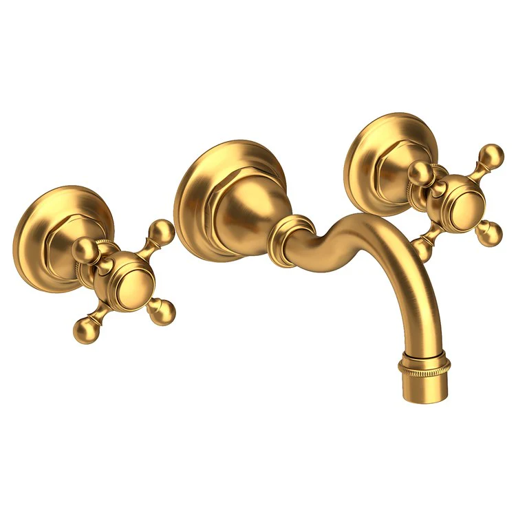 Lavatory Faucet Victoria Wall Mount 8 Inch Spread 2 Cross ADA Watersense Polished Brass Uncoated Living 1.2 Gallons Per Minute Brass Less Drain Spout Reach 8-1/6 Inch - Frankwebs