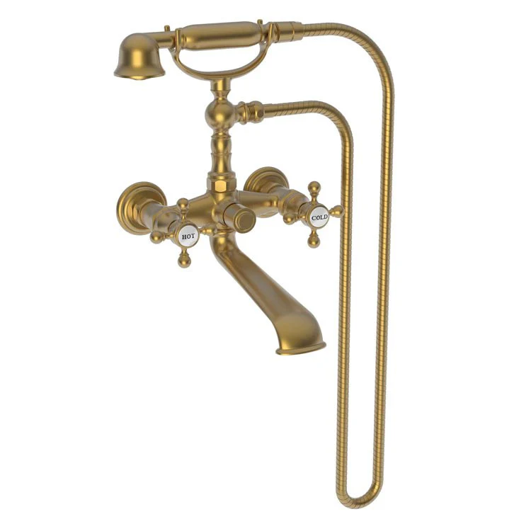 Tub Filler Astor Wall Mount Exposed with Handshower 6 Inch Spread 2 Cross ADA Antique Copper 2 Hole - Frankwebs