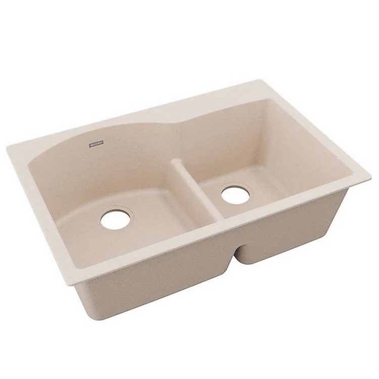 Kitchen Sink Quartz Classic 33 x 22 Inch Double Bowl Offset 60/40 with Aqua Divide Bisque Drop-In - Frankwebs