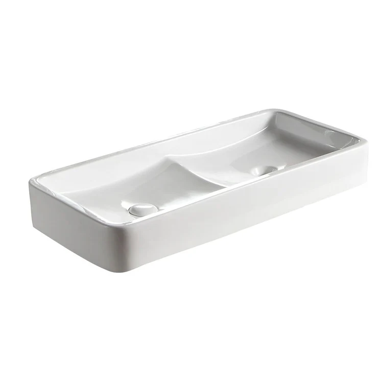 Lavatory Sink Rosalie Above Counter Double Bowl 31-1/2 Inch Rectangle White - Frankwebs